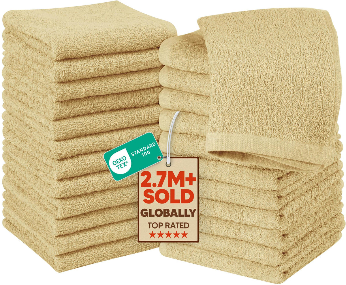 Utopia Towels 24 Pack Cotton Washcloths Set, 100% Ring Spun Cotton, Premium Quality Flannel Face Cloths, Highly Absorbent and Soft Feel Fingertip Towels, White