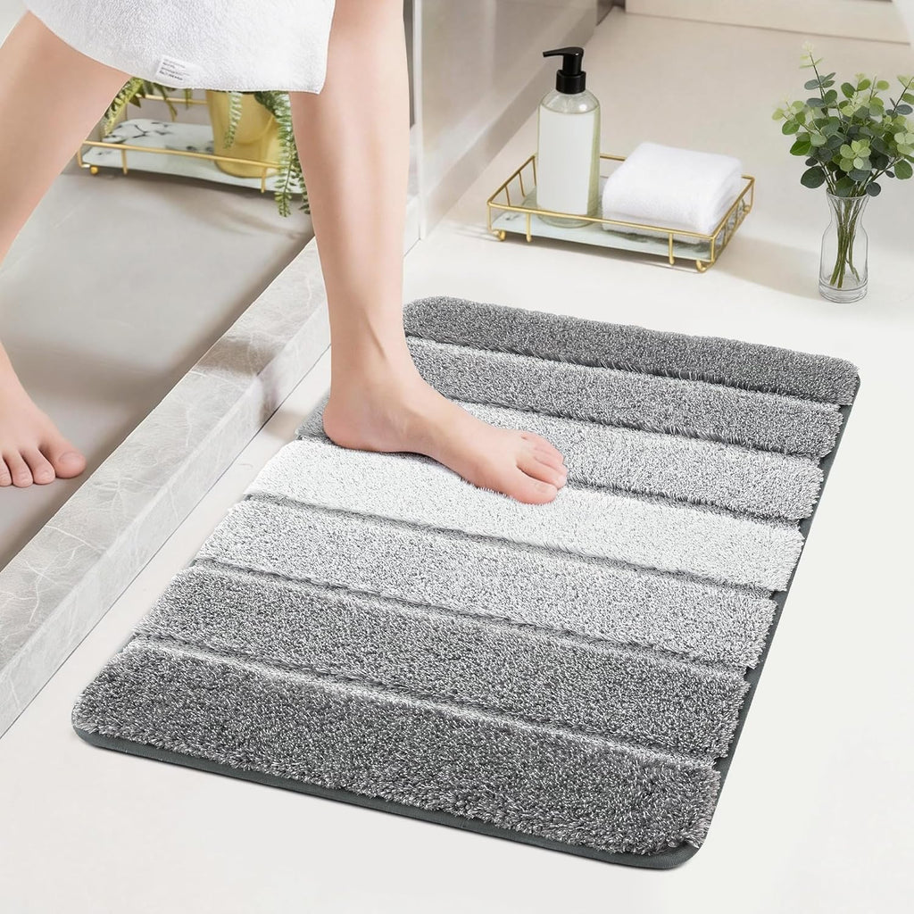 COSY HOMEER Bathroom Rugs 24x17,Ultra Soft Absorbent Bath Mat,Grey