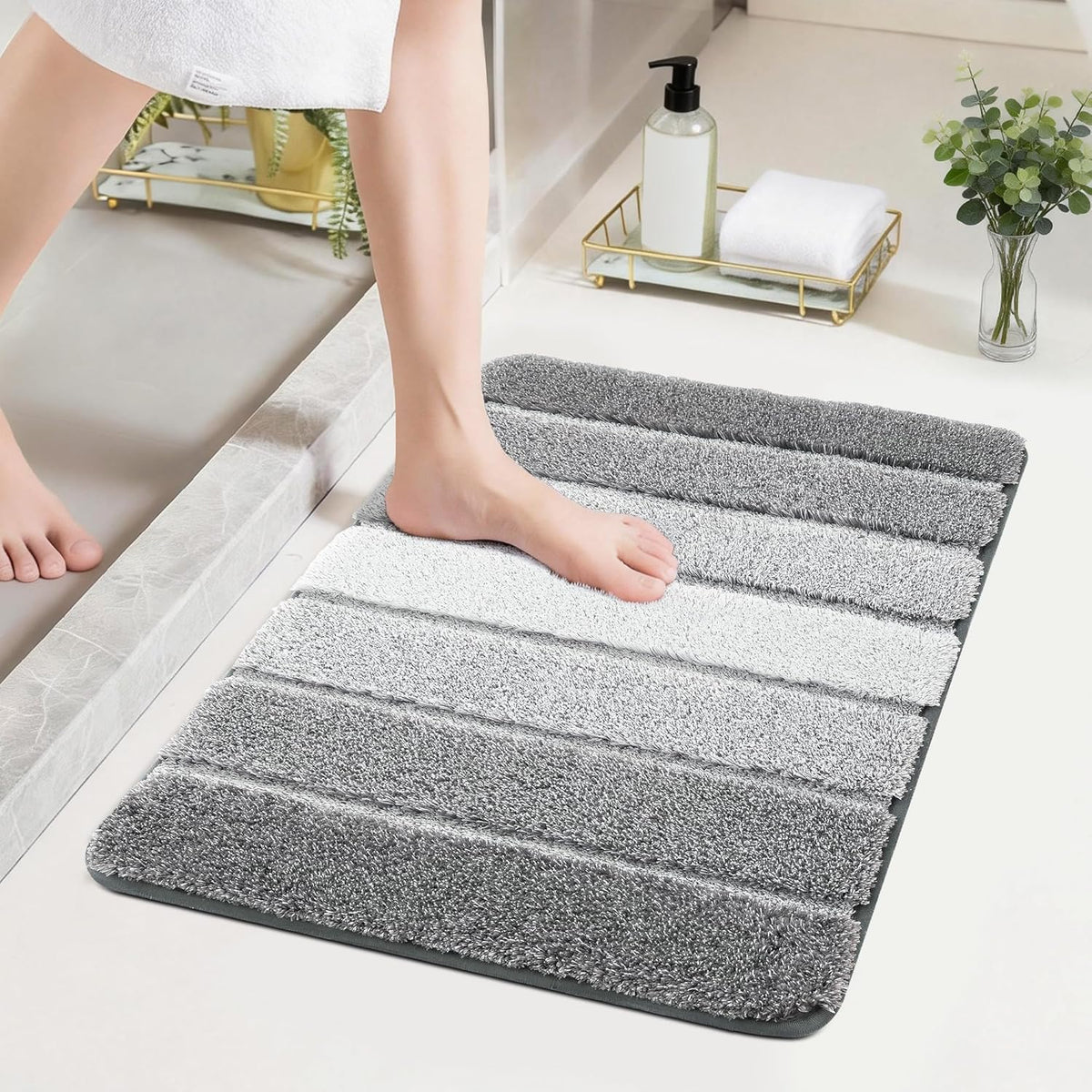 COSY HOMEER Bathroom Rugs 24x17,Ultra Soft Absorbent Bath Mat,Grey