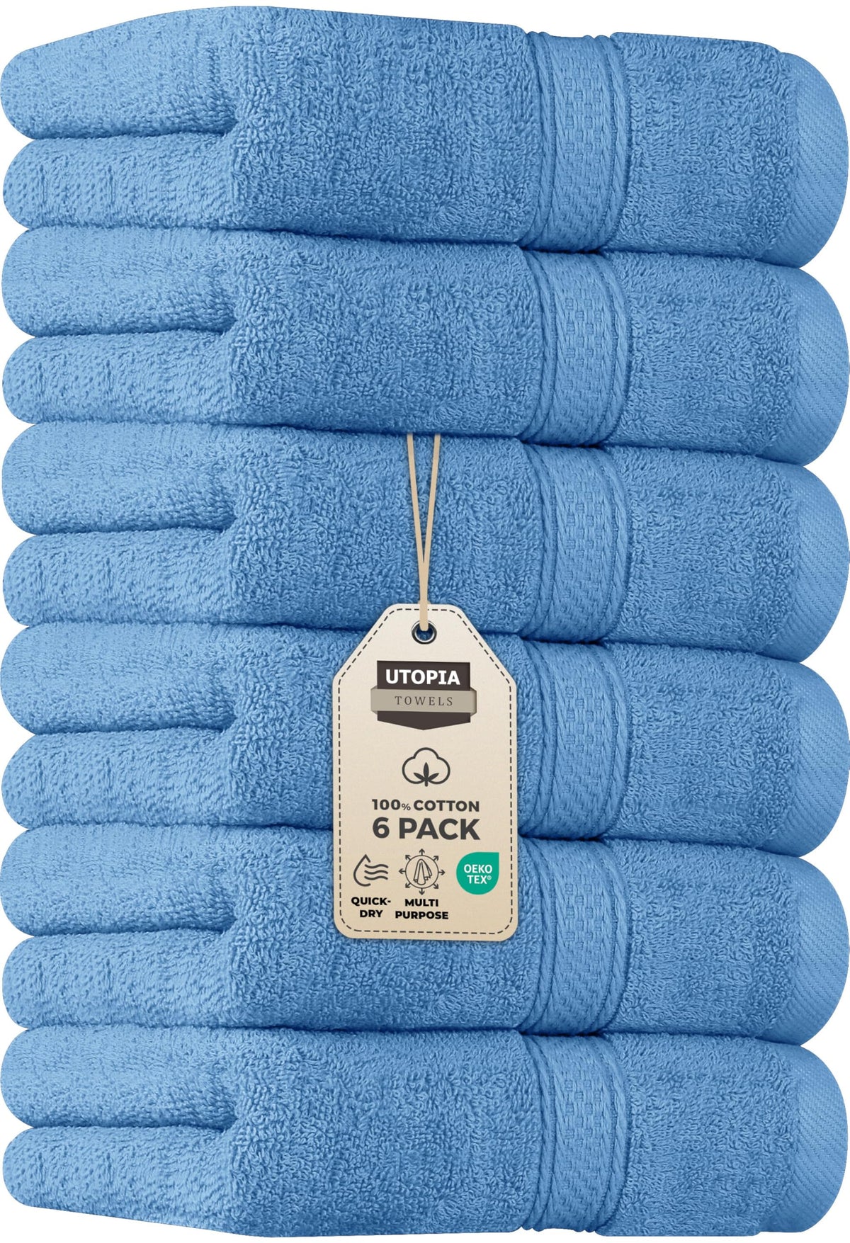 Utopia Towels 6 Pack Premium Hand Towels, 16x28 in, 600 GSM Cotton, Grey
