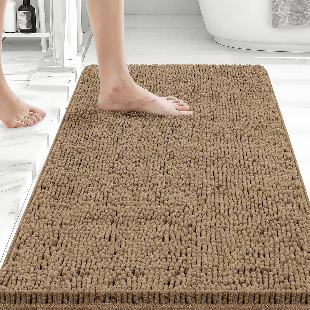 Bcoimo Small Bath Rug Mat,Sage Chenille High Absorbent Bathroom Floor Mats