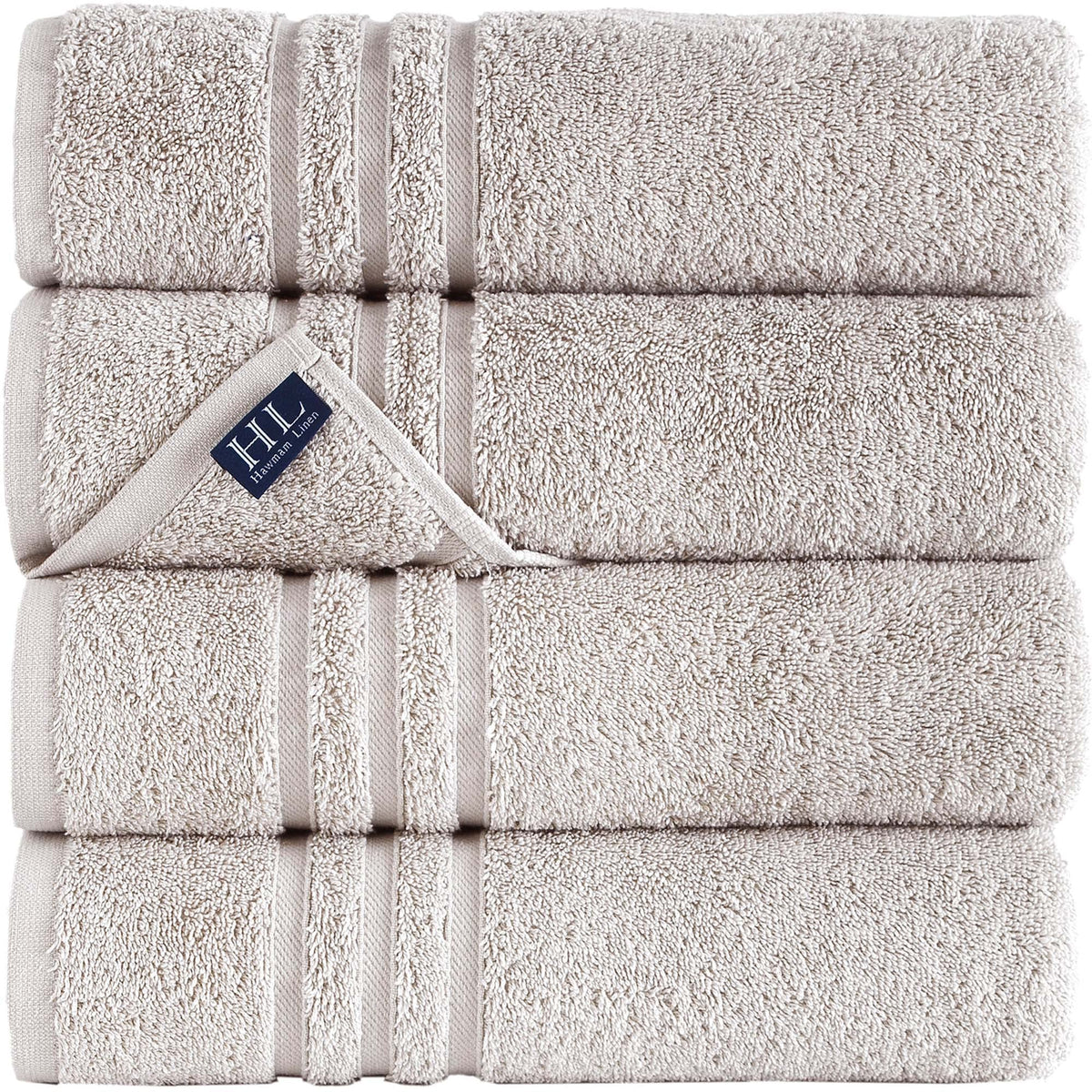 Hawmam Linen White Bath Towels 4 Pack 27 x 54 Inches 100% Turkish Cotton Soft Lightweight and Highly Absorbent Quick Drying Towels, Premium Quality Perfect for Daily Use