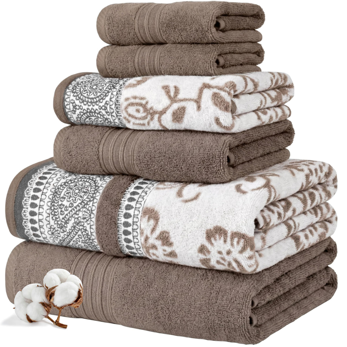 Modern Threads 6 Piece Bath Towel Set – Bathroom Set with 2 Bath Towels, 2 Hand Towels, and 2 Wash Cloths – 100% Cotton, Super Absorbent & Extra Soft – Reversible Classic Diamond (Aqua)