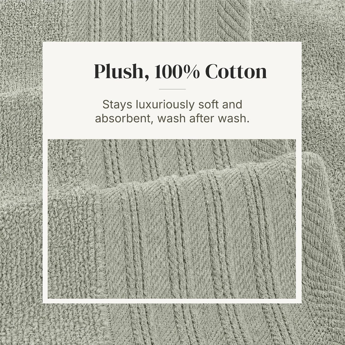 Modern Threads 6 Piece Bath Towel Set – Bathroom Towel Set with 2 Bath Towels, 2 Hand Towels & 2 Washcloths – 100% Cotton, Soft & Absorbent – Geometric (Soft Olive)