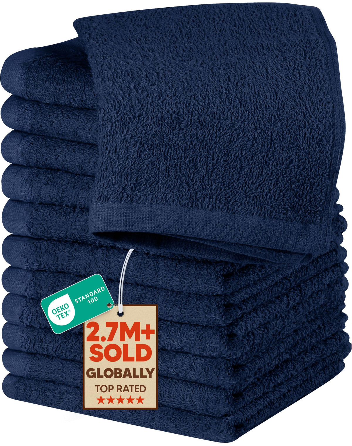 Utopia Towels 24 Pack Cotton Washcloths Set, 100% Ring Spun Cotton, Premium Quality Flannel Face Cloths, Highly Absorbent and Soft Feel Fingertip Towels, White
