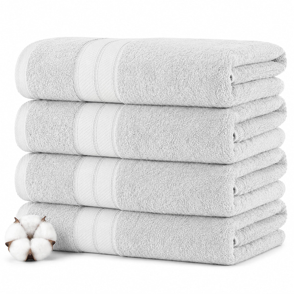 Modern Threads Spun Loft 6 Piece Bath Towel Set – 2 Bath Towels, 2 Hand Towels & 2 Washcloths – 100% Cotton, 600 GSM, Plush, Soft & Absorbent (White)