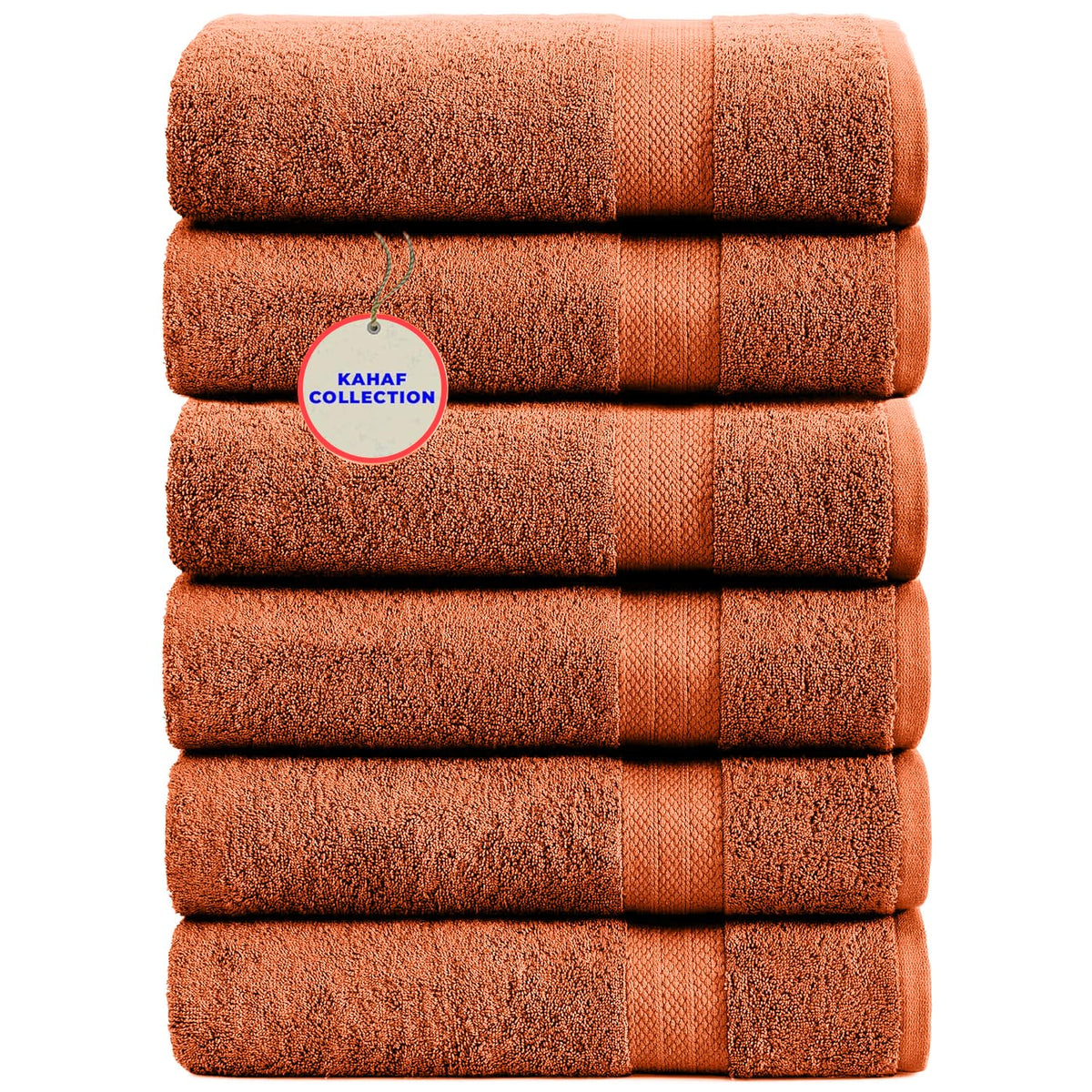 KAHAF COLLECTION 100% Cotton Bath Towel Set, White 24x48 Pack of 6 Towels, Quick Dry, Highly Absorbent, Soft Feel Towel, Gym, Spa, Bathroom, Shower, Pool, Luxury Soft Towels Light-Weight