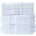 White Classic Luxury Bath Towel Set of 8 Pieces - 100% Turkish Cotton Highly Absorbent Towels for Bathroom, 2 Luxury Bath Towels 700GSM, 2 Hand Towels, 4 Washcloths, Ivory