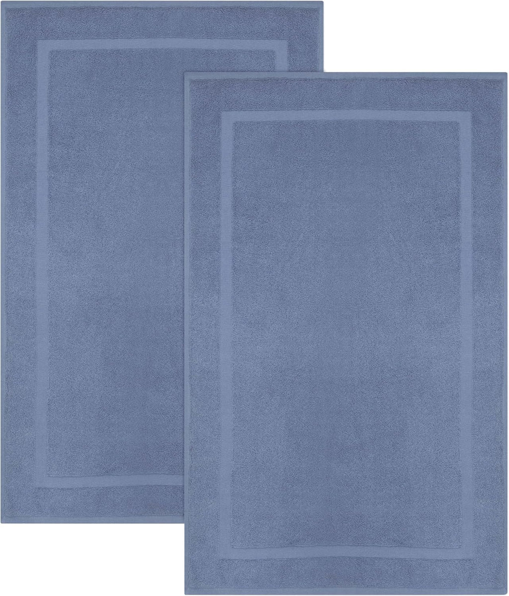 COTTON CRAFT Bath Mats - 2 Pack Tub Shower Floor Mat - 21x30- Azure Blue