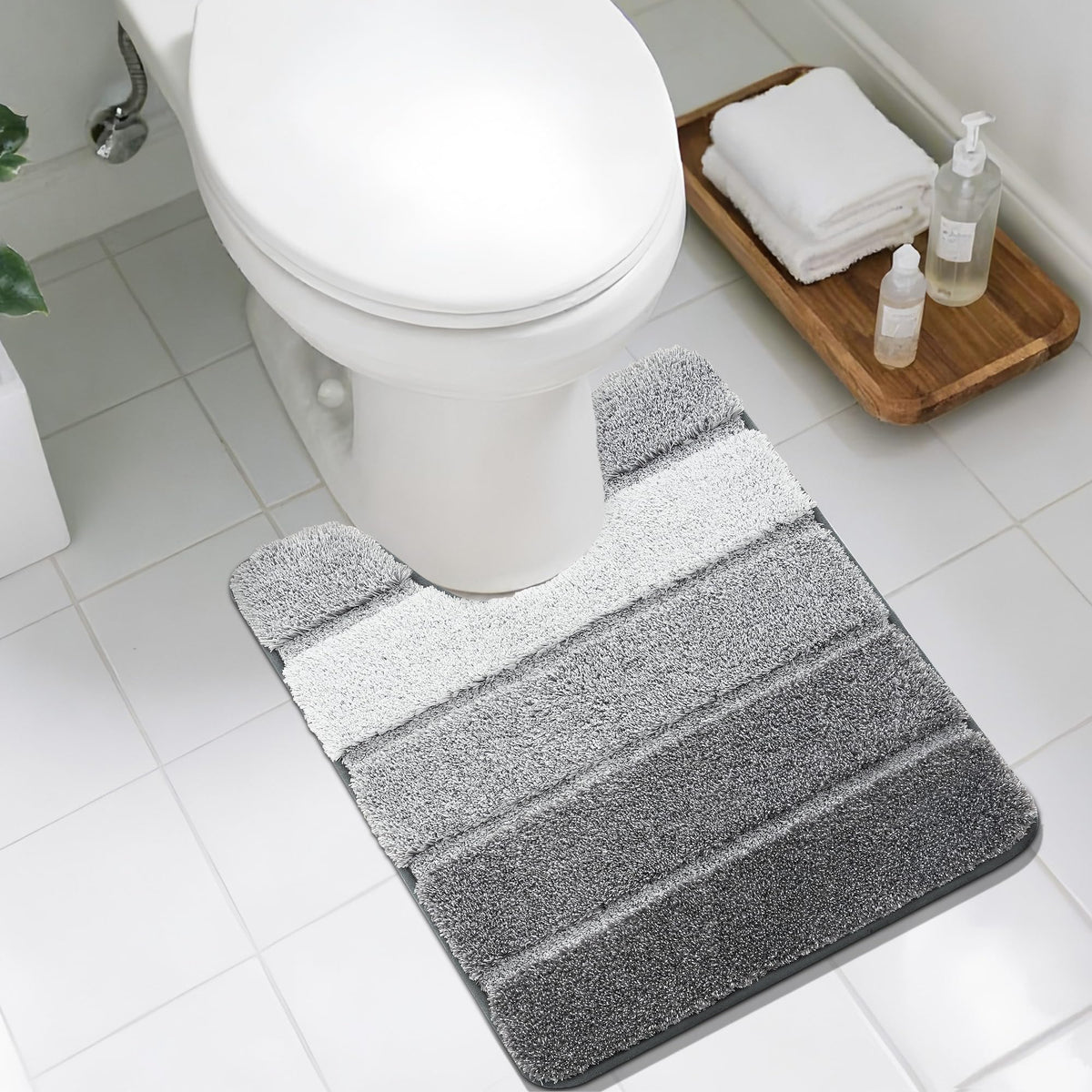COSY HOMEER Bathroom Rugs 24x17,Ultra Soft Absorbent Bath Mat,Grey