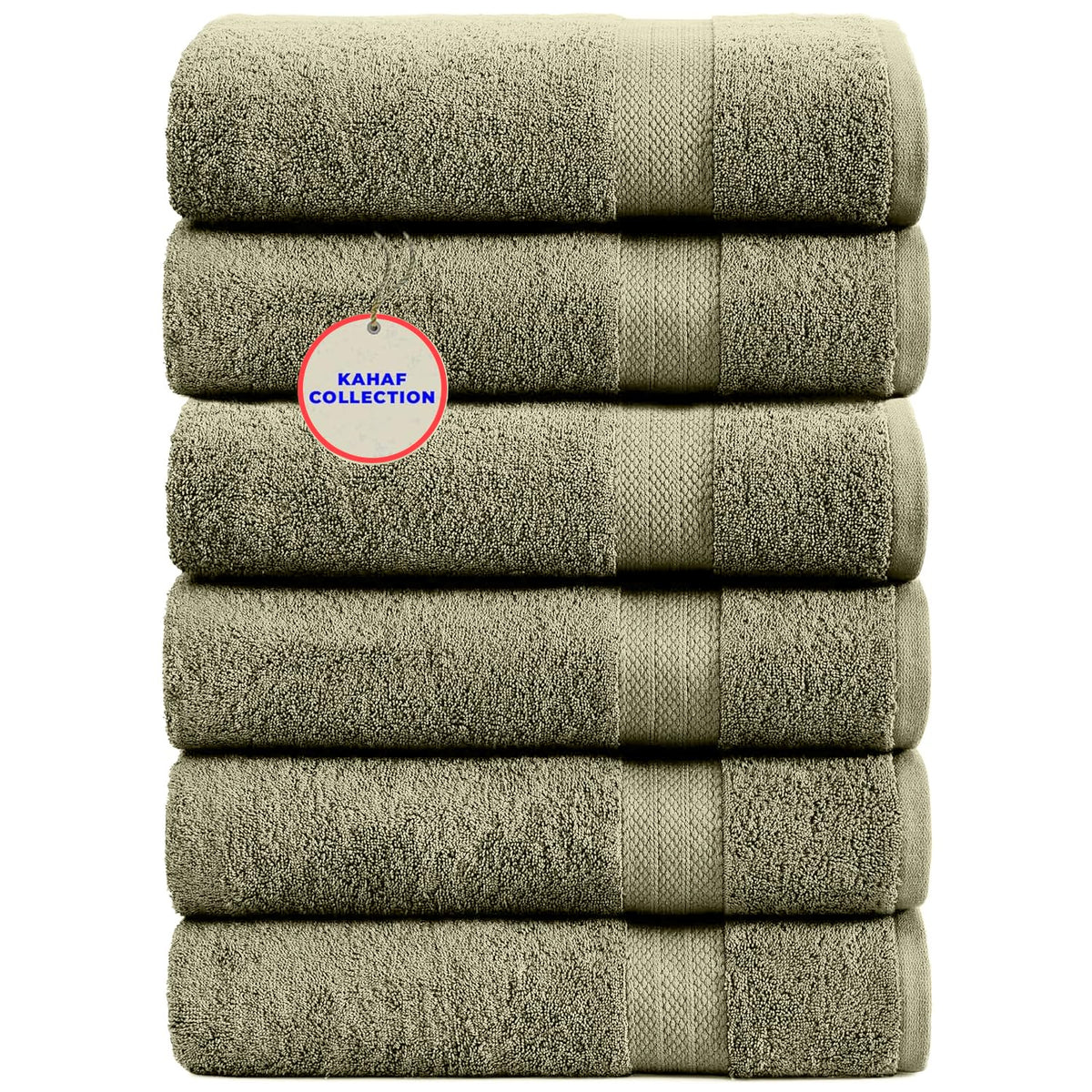 KAHAF COLLECTION 100% Cotton Bath Towel Set, White 24x48 Pack of 6 Towels, Quick Dry, Highly Absorbent, Soft Feel Towel, Gym, Spa, Bathroom, Shower, Pool, Luxury Soft Towels Light-Weight