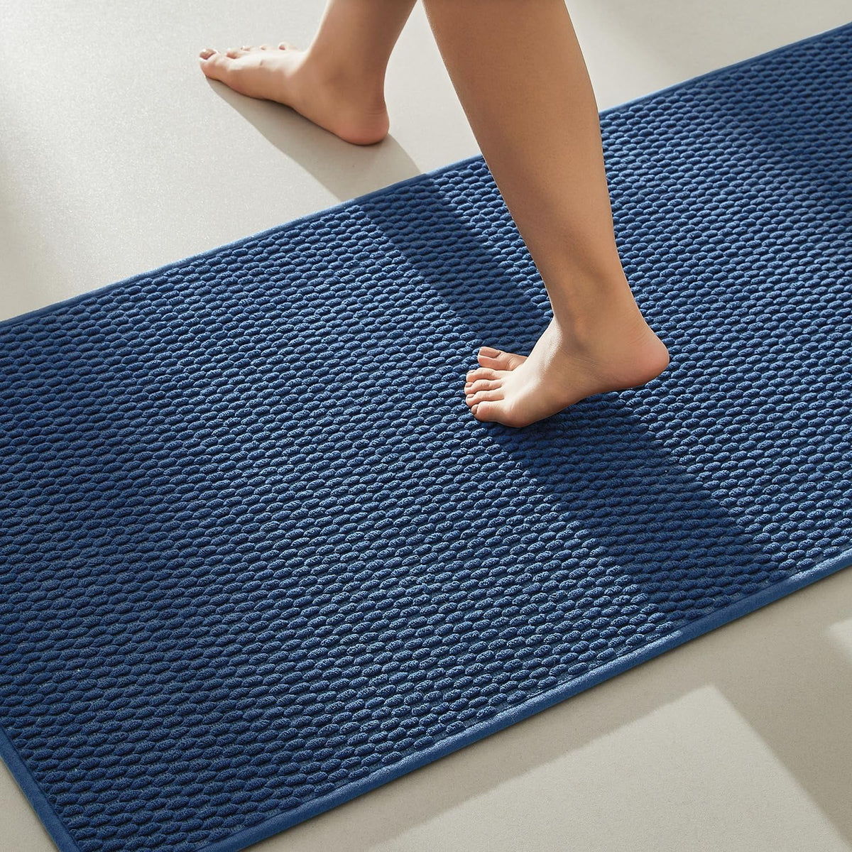 TYUU Bathroom Rugs Non Slip Washable, Super Absorbent Thin Bath Mat Small Quick Dry Low Pile Bathroom Rug, Dark Grey 16"x24"
