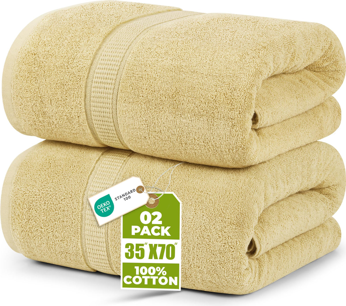 Utopia Towels Jumbo Bath Sheets, 2 Pack, 35x70 in, 600 GSM Cotton, White