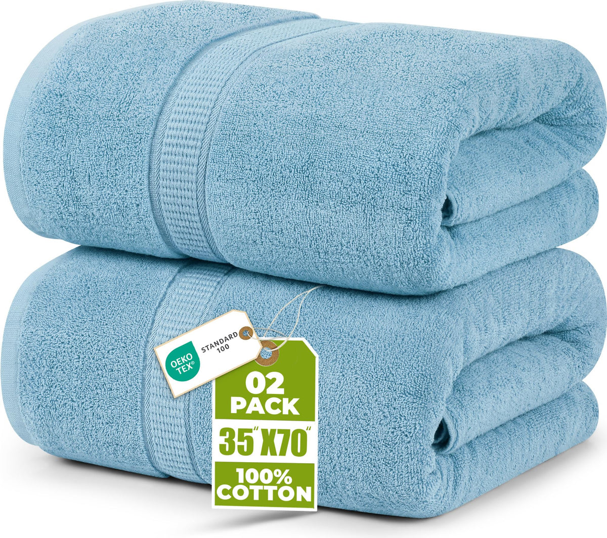 Utopia Towels Jumbo Bath Sheets, 2 Pack, 35x70 in, 600 GSM Cotton, White