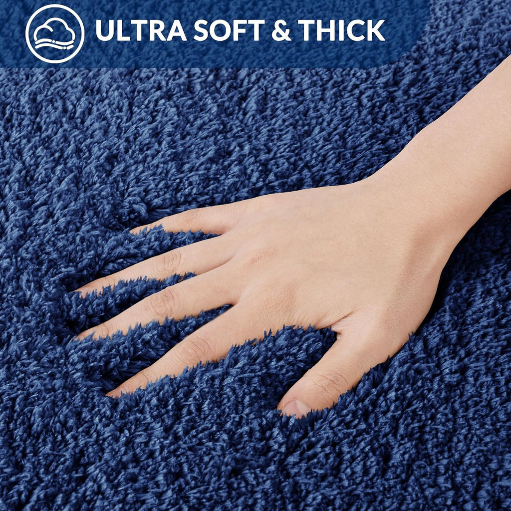 Exclusivo Mezcla Bathroom Rugs Mats 17x24, Navy Blue