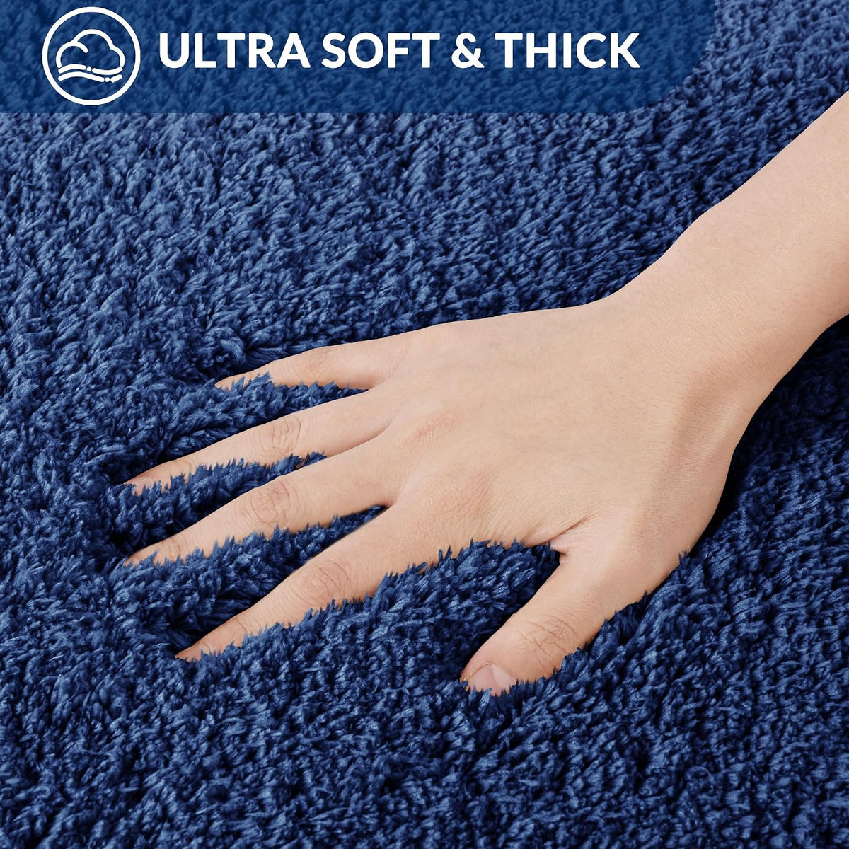 Exclusivo Mezcla Bathroom Rugs Mats 17x24, Navy Blue