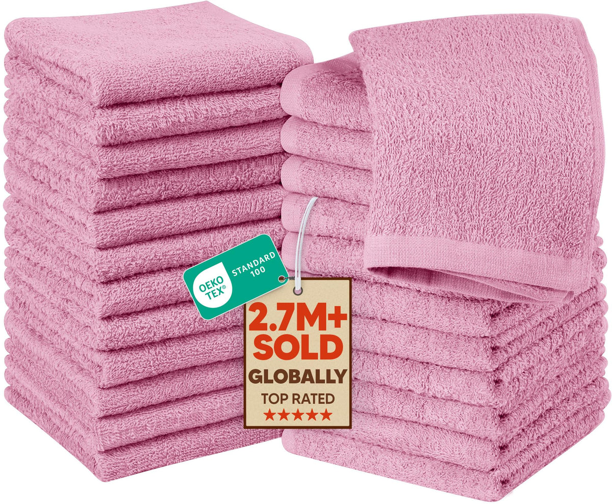 Utopia Towels 24 Pack Cotton Washcloths Set, 100% Ring Spun Cotton, Premium Quality Flannel Face Cloths, Highly Absorbent and Soft Feel Fingertip Towels, White