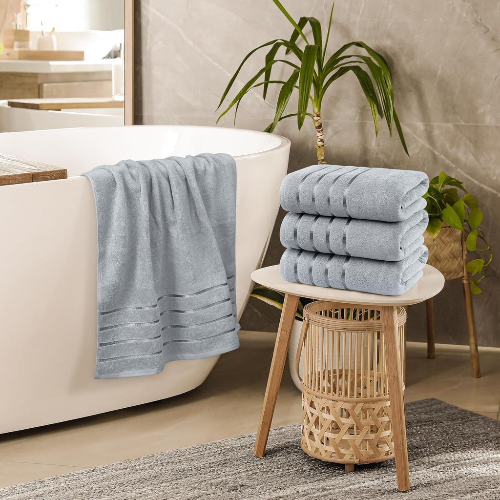 Utopia Towels 4 Pack Premium Viscose Oversized Bath Towels Set, Ring Spun Cotton, 27 by 54 Inches, Highly Absorbent, Quick Drying Shower Towels for Bathroom, Spa, Hotel and Gym, Cool Grey