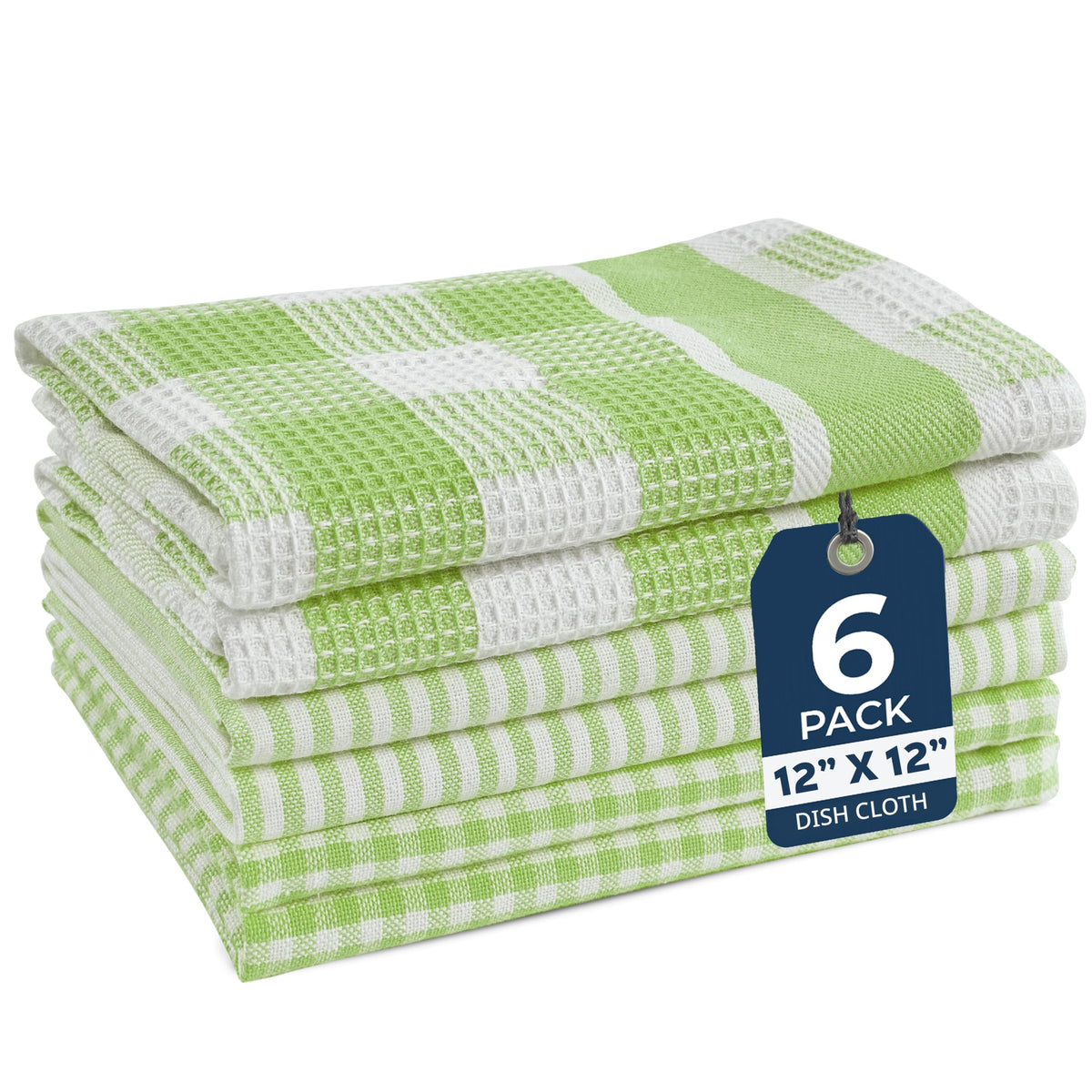 LANE LINEN Dish Towels for Kitchen 100% Cotton Tightly Woven 6 Pack - Olive