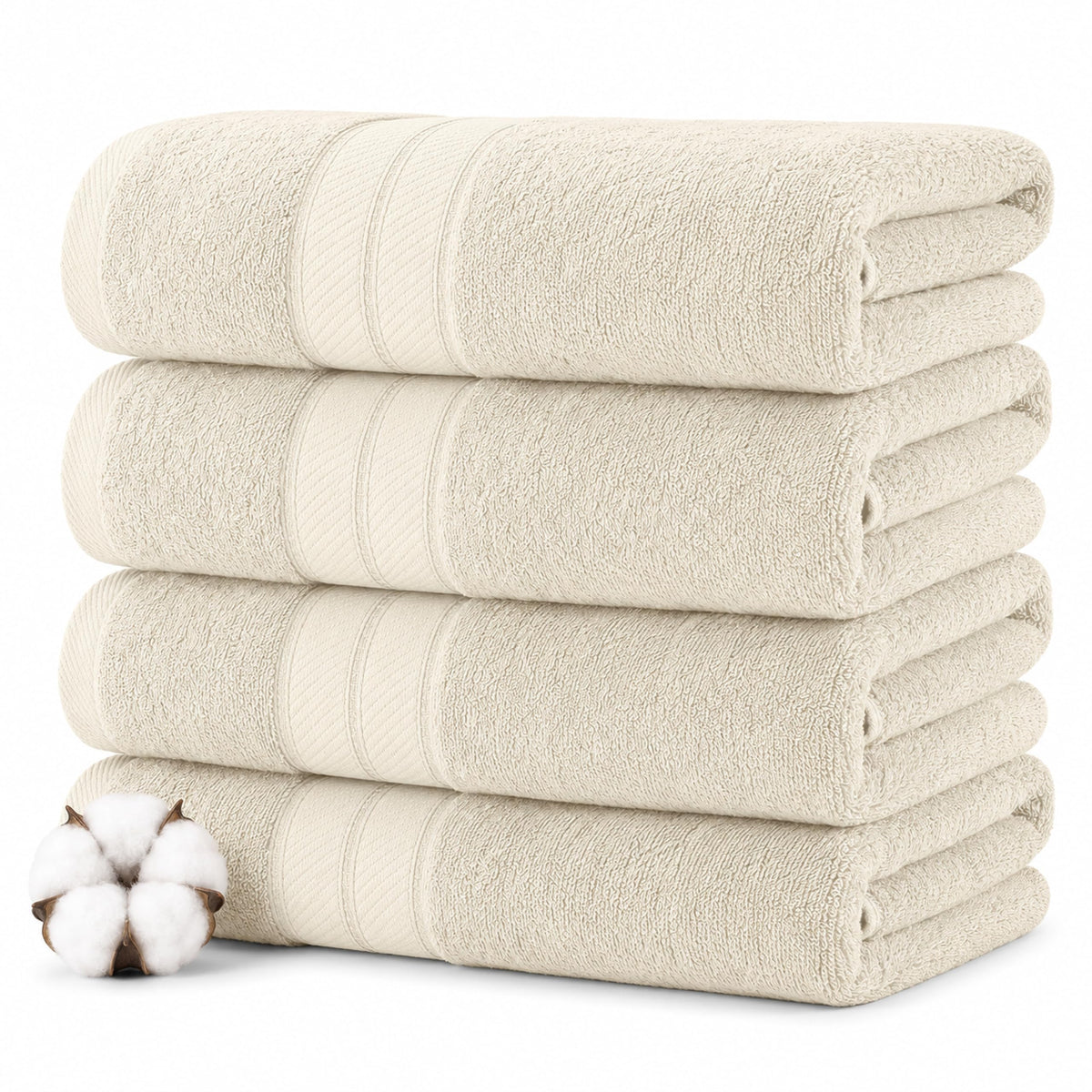 Modern Threads Spun Loft 6 Piece Bath Towel Set – 2 Bath Towels, 2 Hand Towels & 2 Washcloths – 100% Cotton, 600 GSM, Plush, Soft & Absorbent (White)