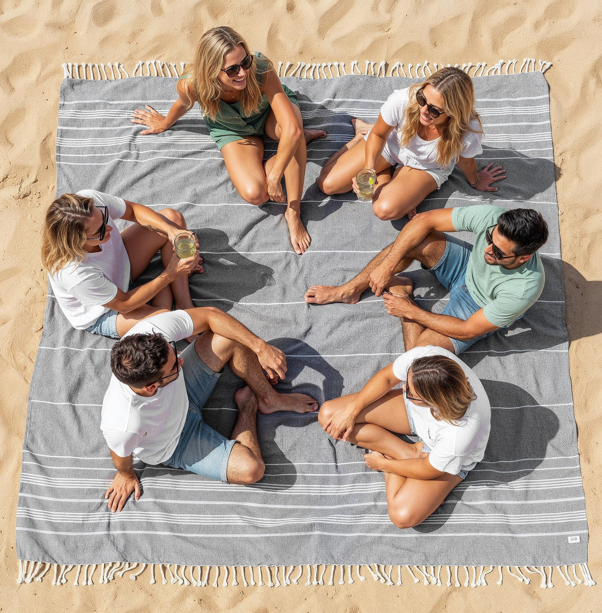 LANE LINEN Turkish Towels 6 Pcs, Beach Towels Oversized, Soft - Beach Party