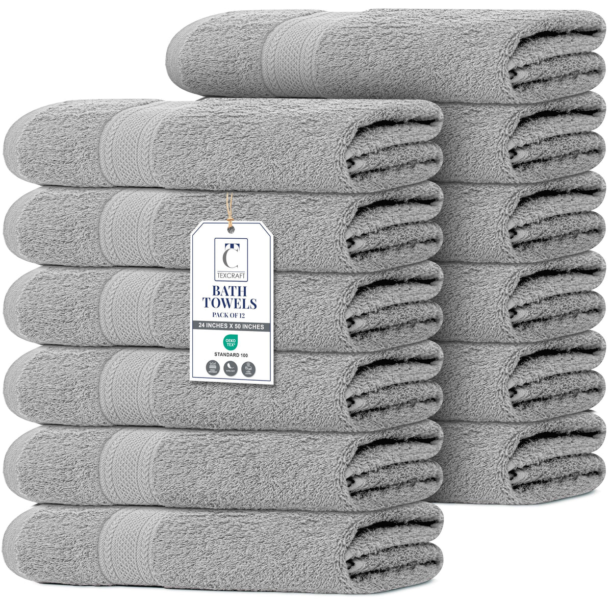 Medium Size Bath Towels Set of 6 – 100% Cotton Terry – 24" x 48" – Quick Dry, Soft & Highly Absorbent – Beige Towels for Bathroom, Gym, Spa, Pool & Daily Use