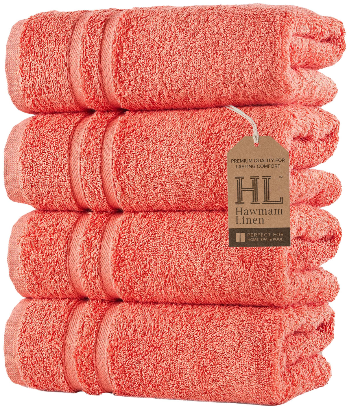 Hawmam Linen White Bath Towels 4 Pack 27 x 54 Inches 100% Turkish Cotton Soft Lightweight and Highly Absorbent Quick Drying Towels, Premium Quality Perfect for Daily Use