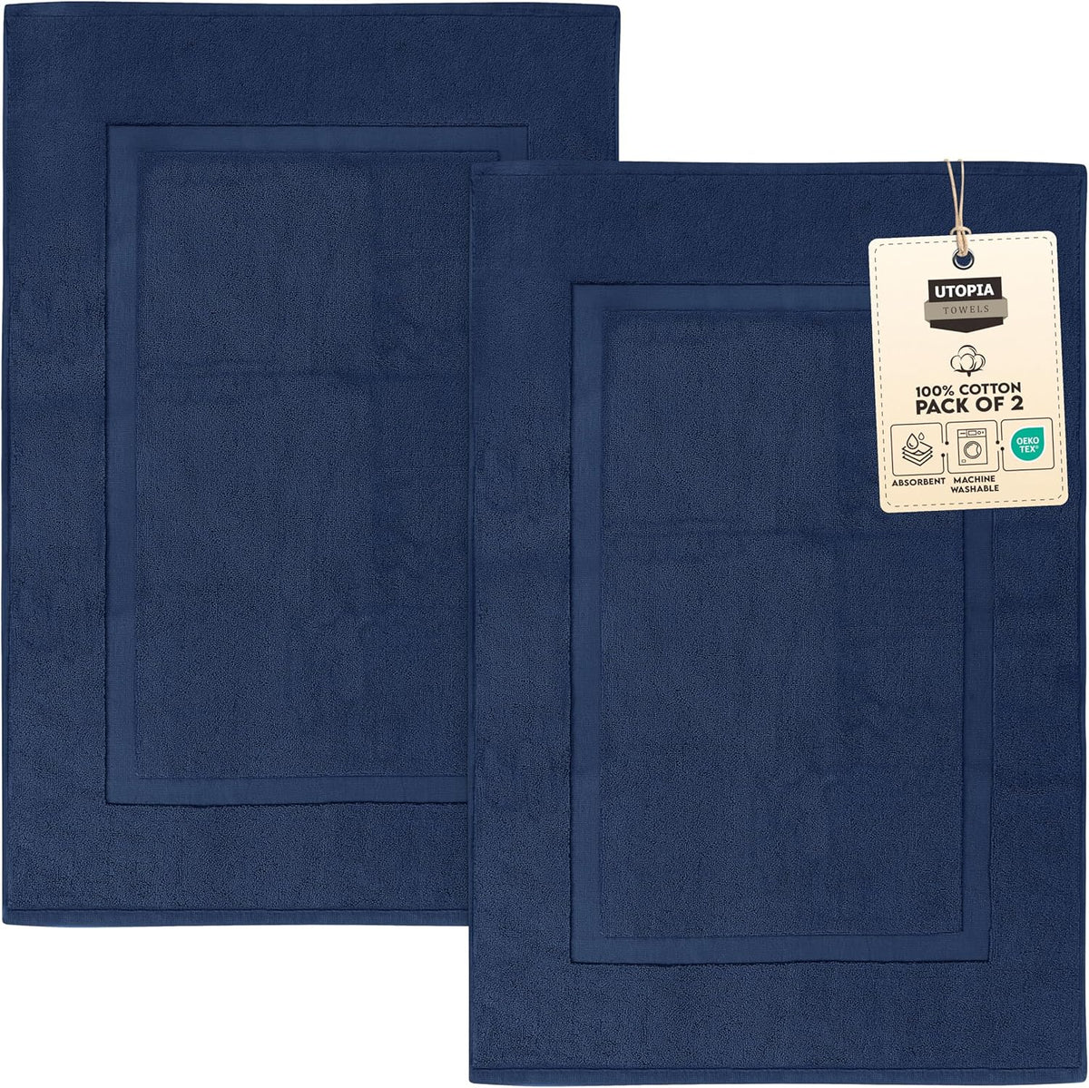 Utopia Towels Cotton Bath Mat, 21x34 in, 2 Pack, White