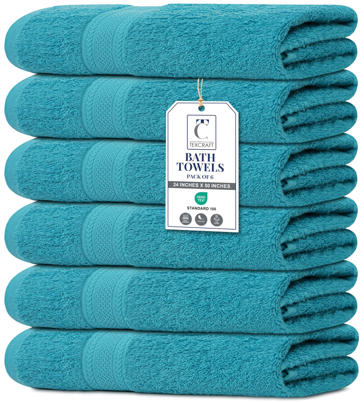 Medium Size Bath Towels Set of 6 – 100% Cotton Terry – 24" x 48" – Quick Dry, Soft & Highly Absorbent – Beige Towels for Bathroom, Gym, Spa, Pool & Daily Use