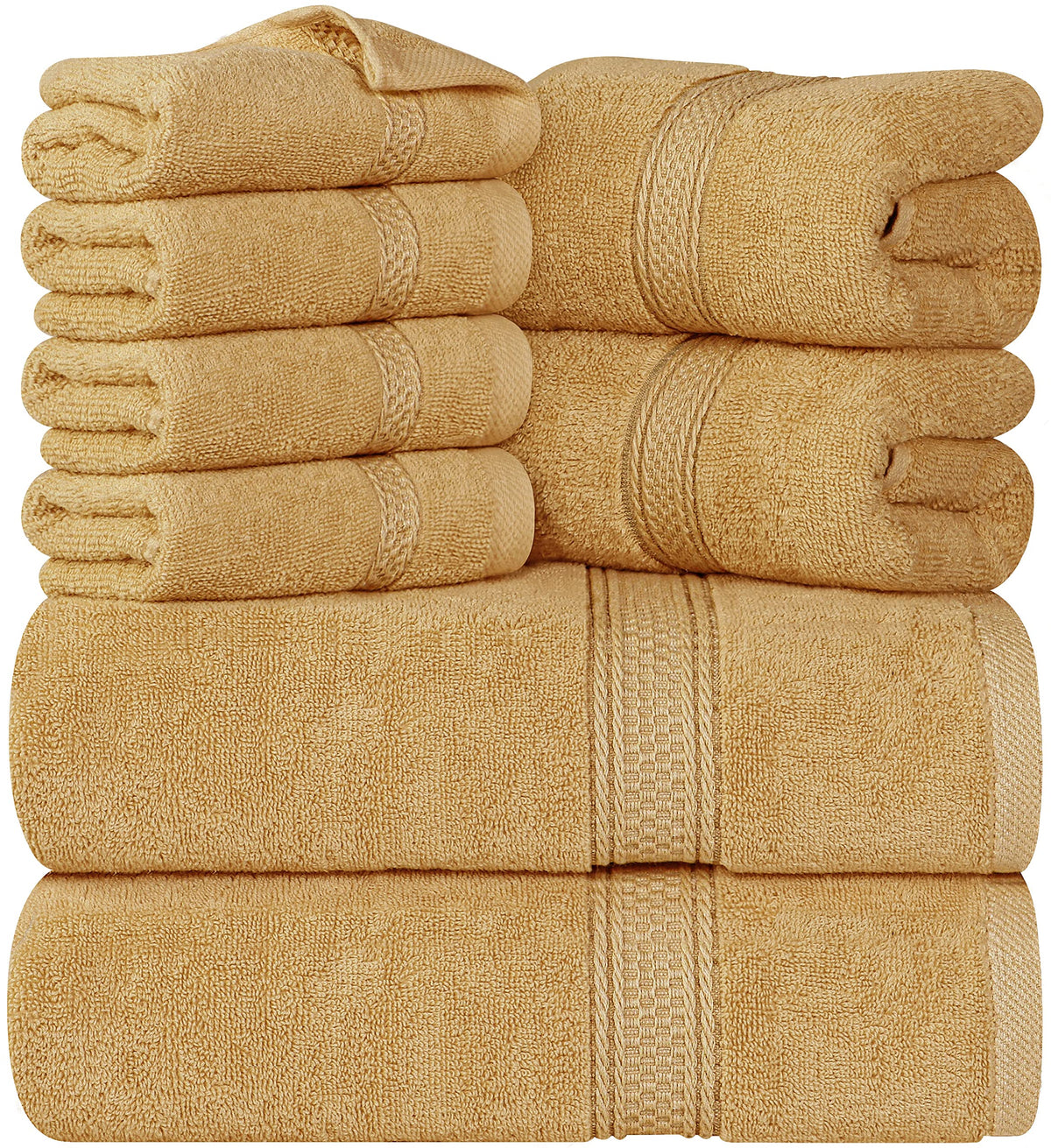 Utopia Towels 8 Piece Majestic Plush Luxury Towel Set, Cotton, Grey