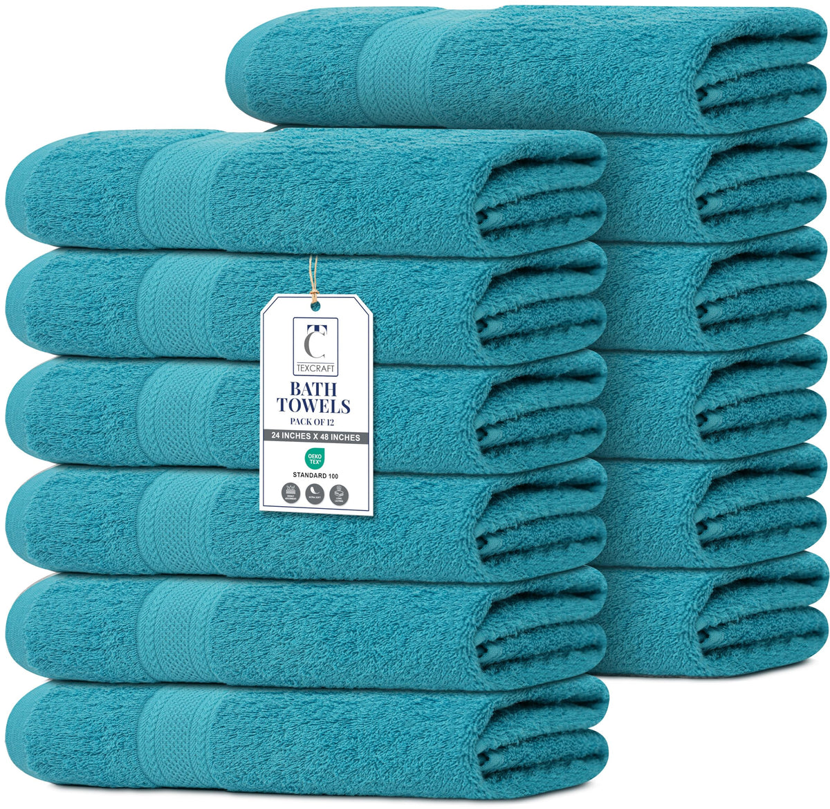 Medium Size Bath Towels Set of 6 – 100% Cotton Terry – 24" x 48" – Quick Dry, Soft & Highly Absorbent – Beige Towels for Bathroom, Gym, Spa, Pool & Daily Use