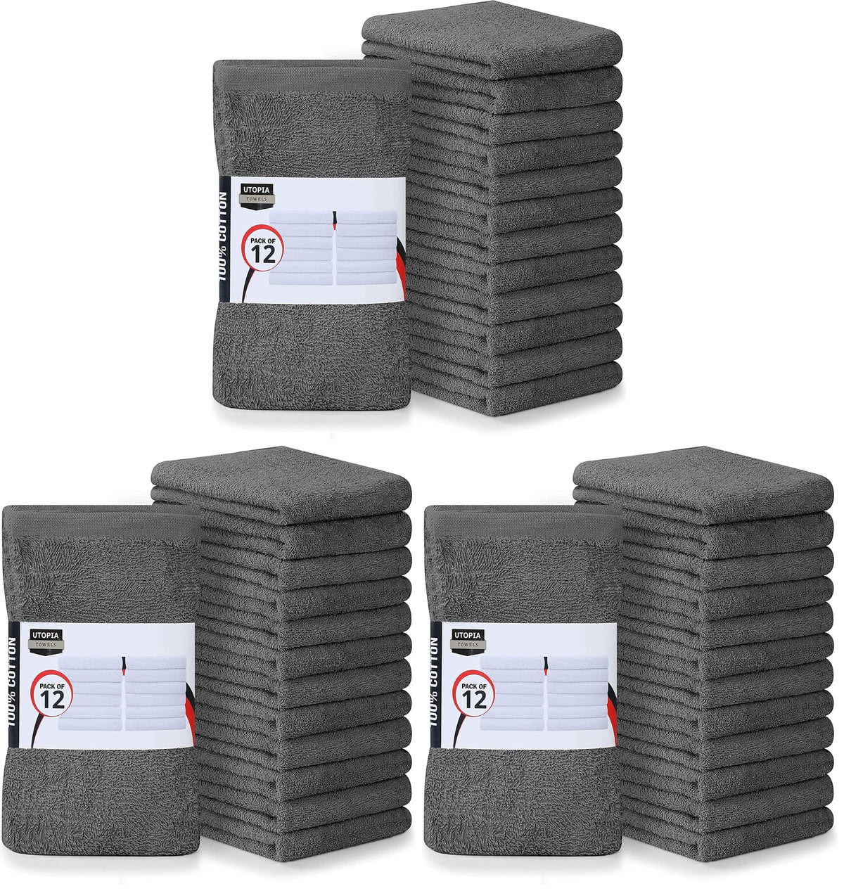 Utopia Towels Kitchen Bar Mops, Pack of 12, 16x19 in, 100% Cotton, Black