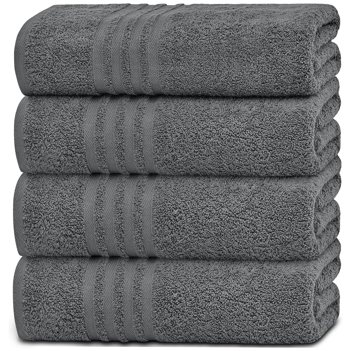 Wealuxe White Bath Towels Set of 4 — 27 x 54 Inch, 100% Ring Spun Cotton 650GSM, Extra Absorbent, Soft White Towels for Bathroom, Shower, Hotel, Spa