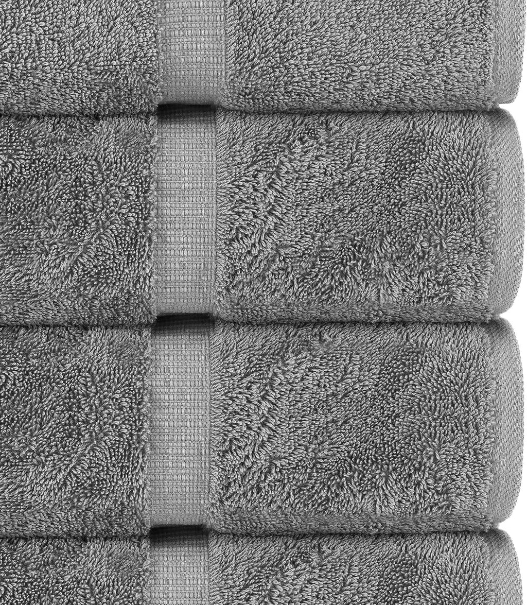 Chakir Turkish Linens 100% Cotton 4-Pack Bath Towels 27x54, Gray