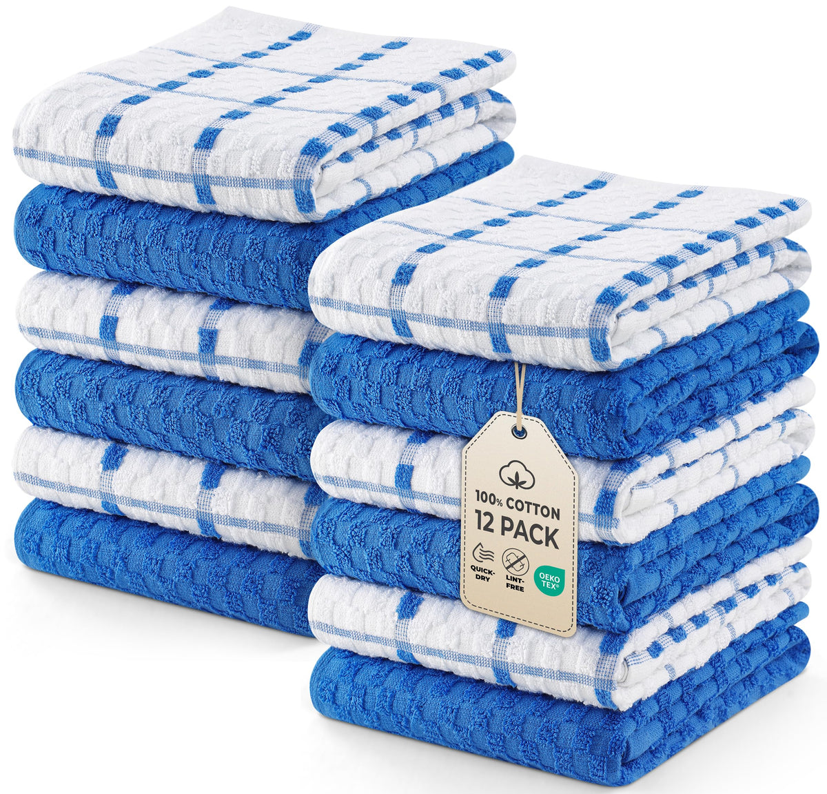 Utopia Kitchen Towels 12 Pack 15x25 Inch 100% Cotton Popcorn Terry