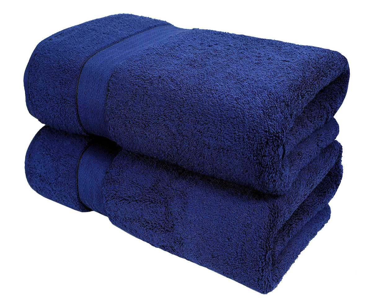 GLAMBURG Ultra Soft 8-Piece Towel Set - 100% Pure Ringspun Cotton, Contains 2 Oversized Bath Towels 27x54, 2 Hand Towels 16x28, 4 Wash Cloths 13x13 - Ideal for Everyday use, Hotel & Spa - Navy Blue