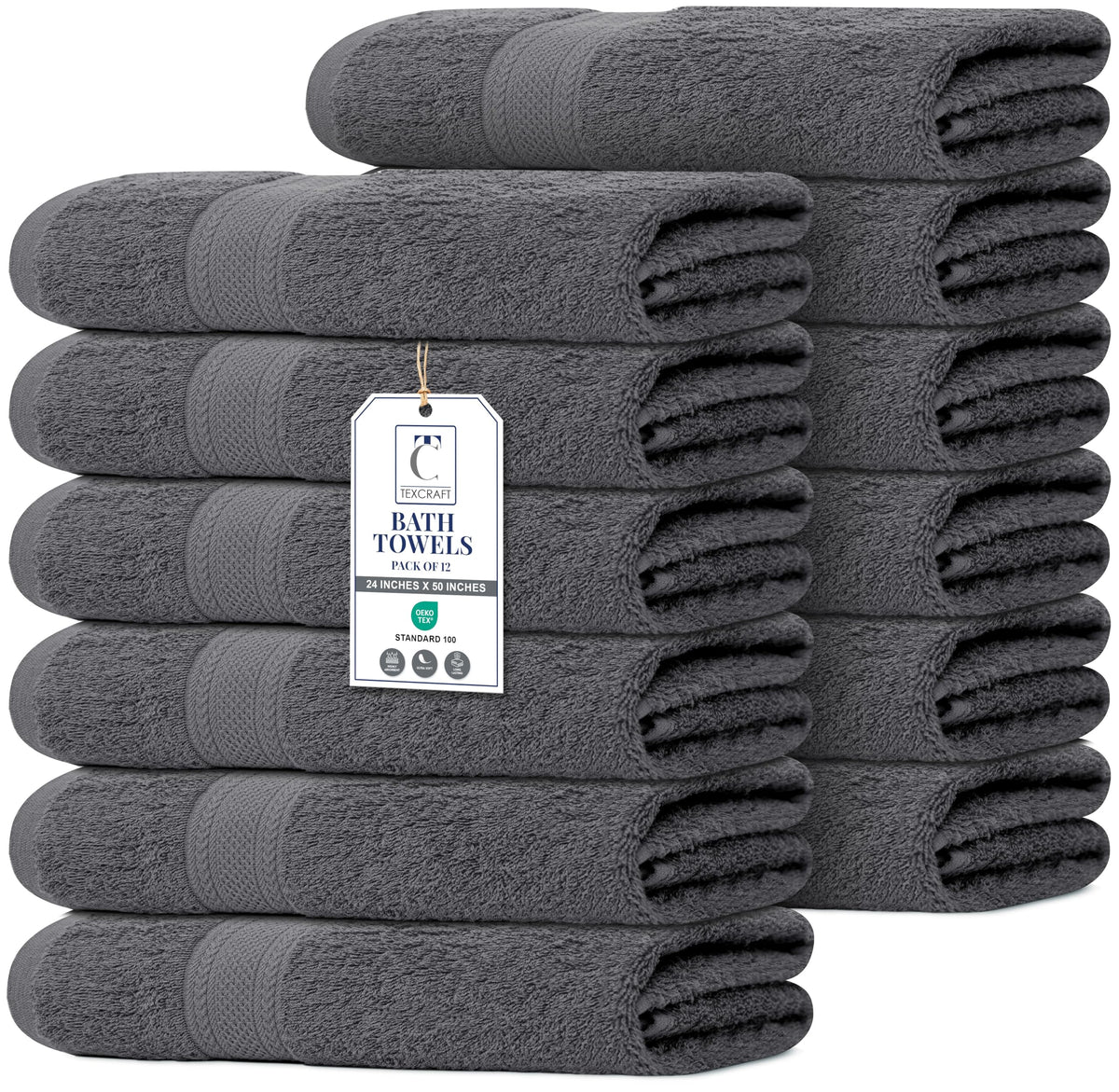 Medium Size Bath Towels Set of 6 – 100% Cotton Terry – 24" x 48" – Quick Dry, Soft & Highly Absorbent – Beige Towels for Bathroom, Gym, Spa, Pool & Daily Use