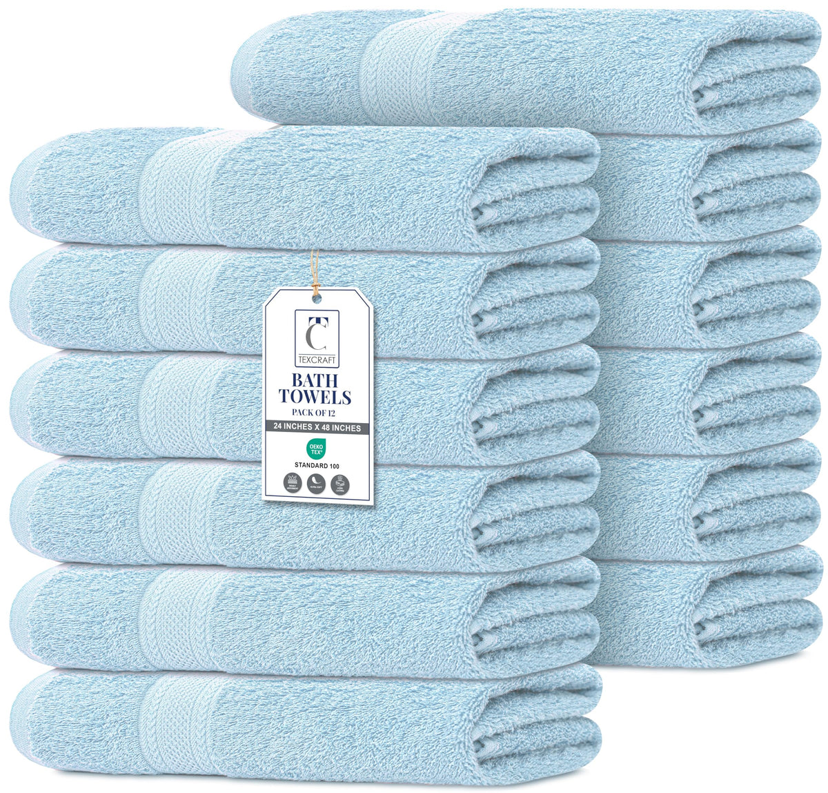 Medium Size Bath Towels Set of 6 – 100% Cotton Terry – 24" x 48" – Quick Dry, Soft & Highly Absorbent – Beige Towels for Bathroom, Gym, Spa, Pool & Daily Use