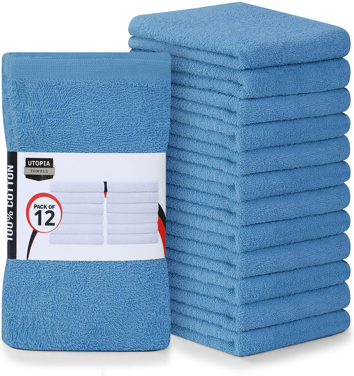 Utopia Towels Kitchen Bar Mops, Pack of 12, 16x19 in, 100% Cotton, Black