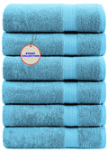 KAHAF COLLECTION 100% Cotton Bath Towel Set, White 24x48 Pack of 6 Towels, Quick Dry, Highly Absorbent, Soft Feel Towel, Gym, Spa, Bathroom, Shower, Pool, Luxury Soft Towels Light-Weight