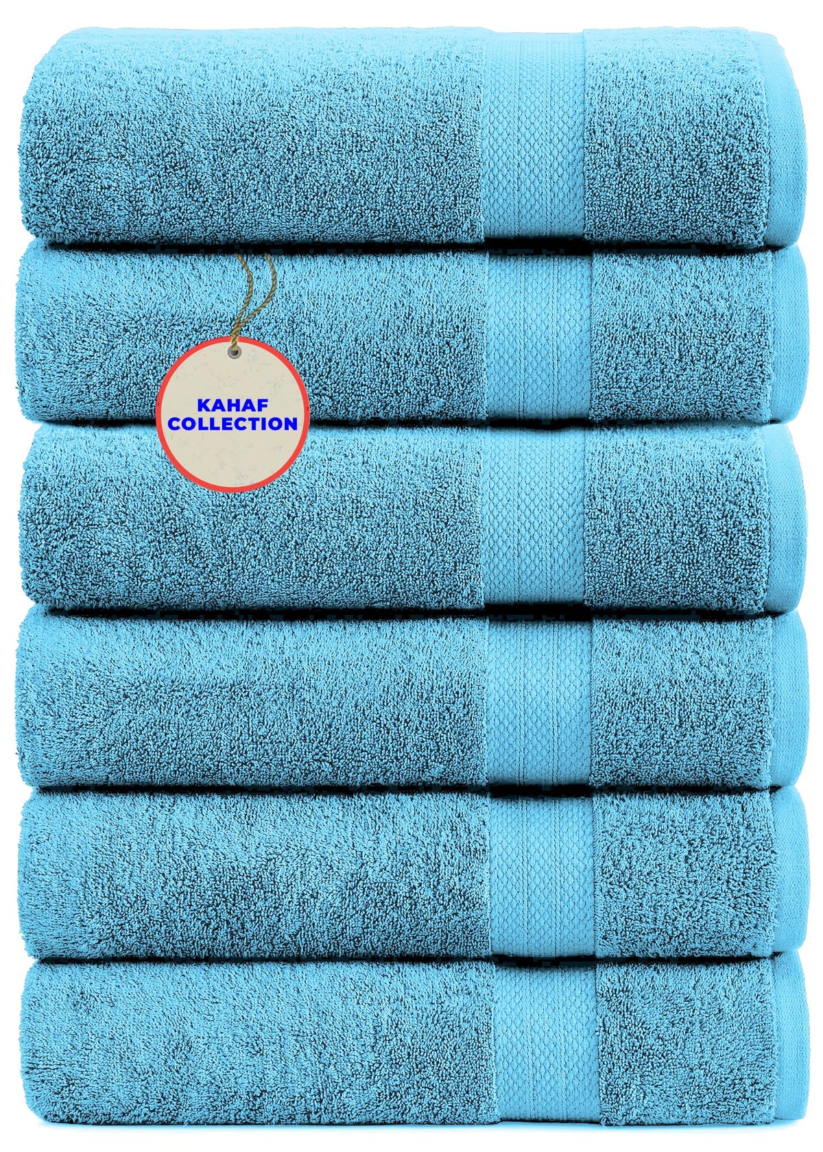 KAHAF COLLECTION 100% Cotton Bath Towel Set, White 24x48 Pack of 6 Towels, Quick Dry, Highly Absorbent, Soft Feel Towel, Gym, Spa, Bathroom, Shower, Pool, Luxury Soft Towels Light-Weight
