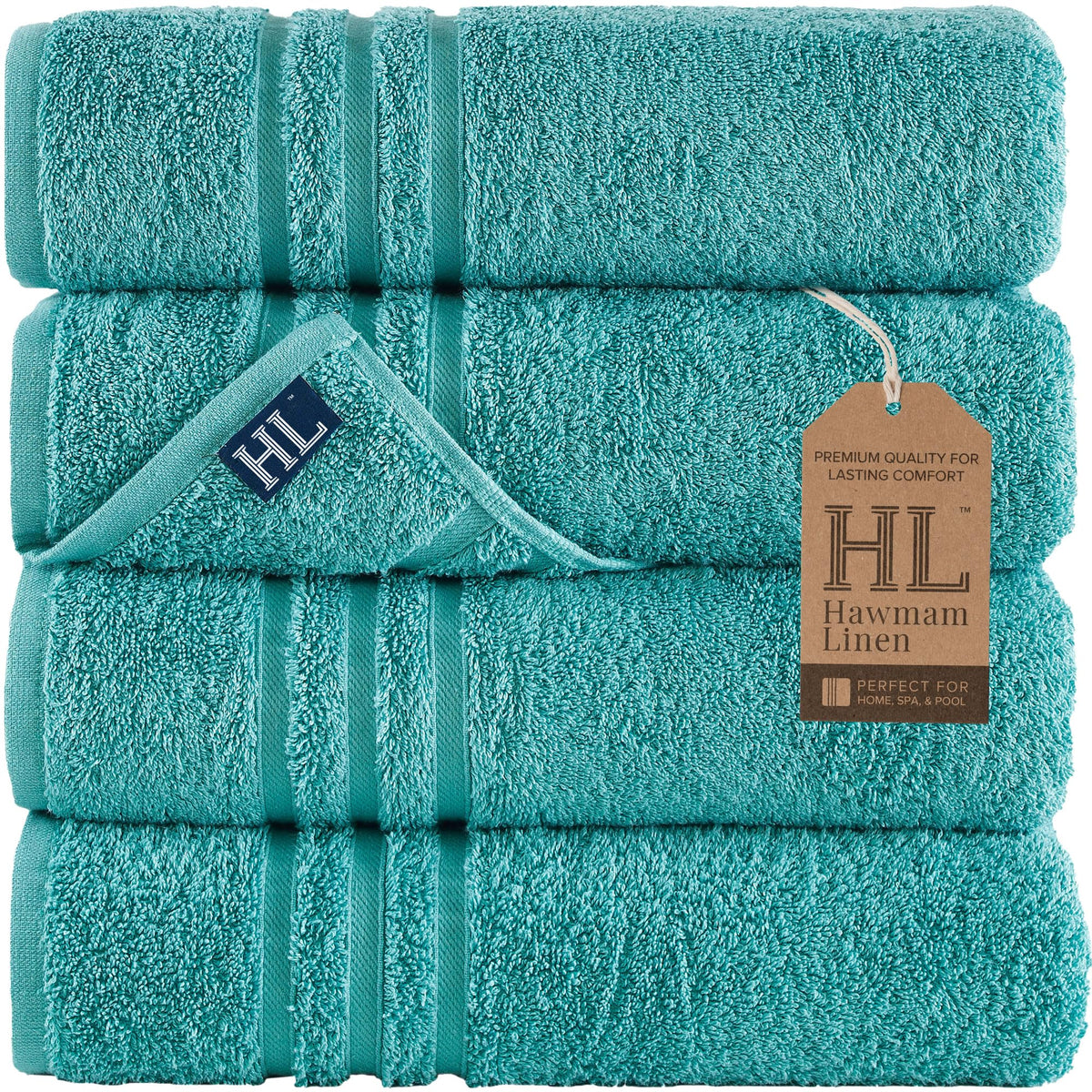 Hawmam Linen White Bath Towels 4 Pack 27 x 54 Inches 100% Turkish Cotton Soft Lightweight and Highly Absorbent Quick Drying Towels, Premium Quality Perfect for Daily Use