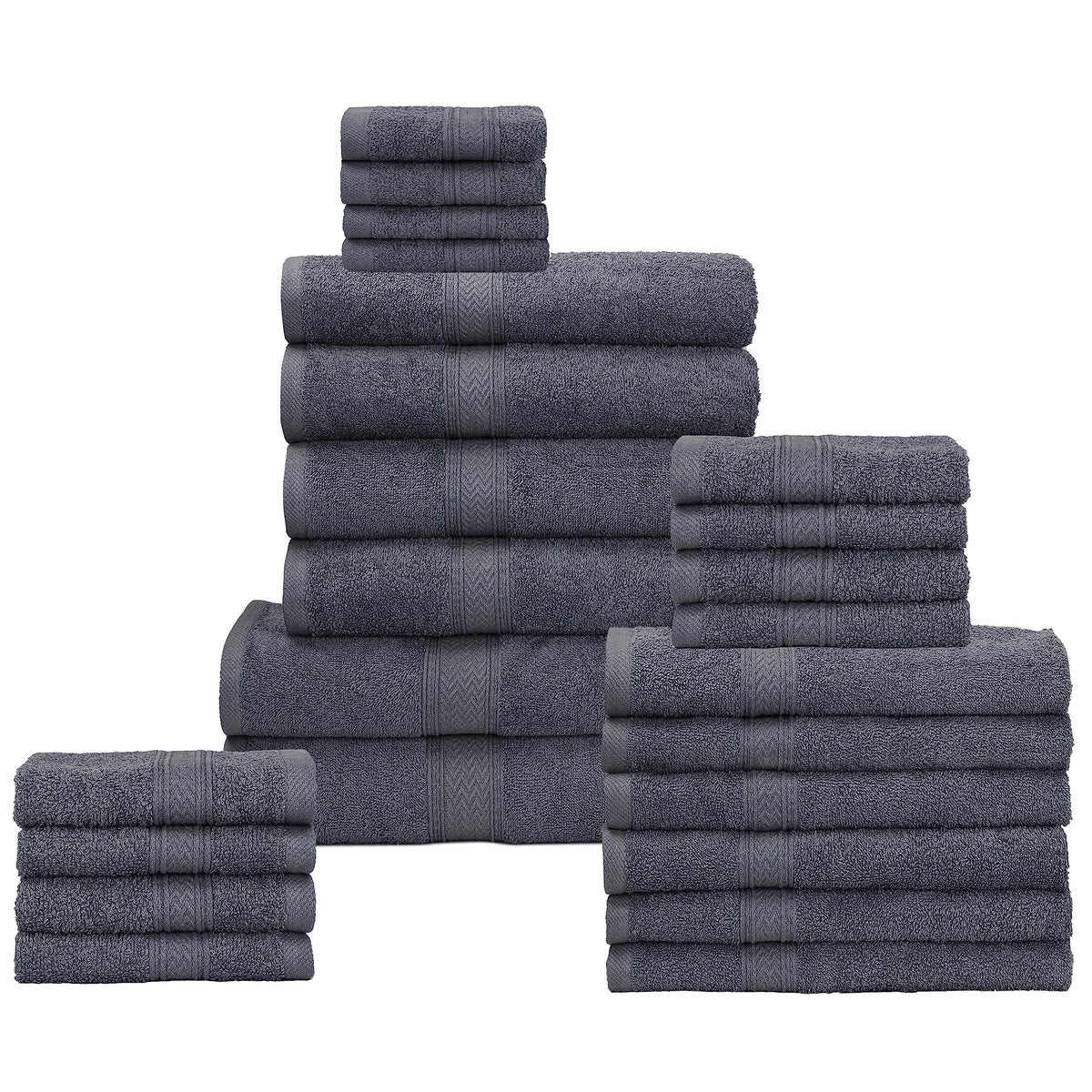 HILLFAIR 900 GSM 100% Cotton Floor Towels - 2 Piece Towels Set - Ocean Blue