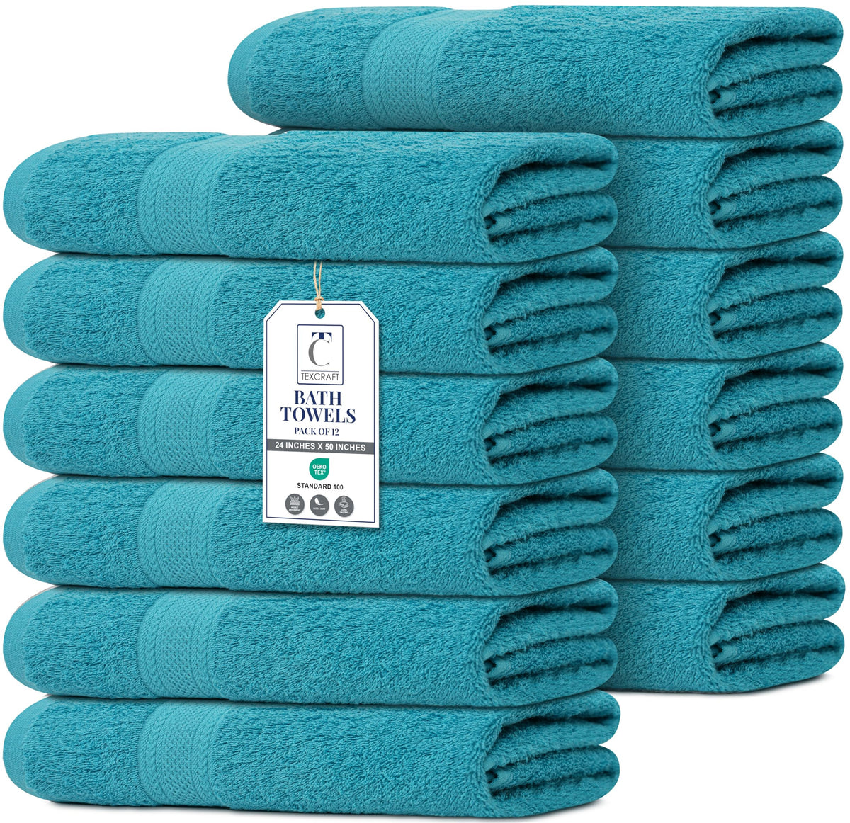 Medium Size Bath Towels Set of 6 – 100% Cotton Terry – 24" x 48" – Quick Dry, Soft & Highly Absorbent – Beige Towels for Bathroom, Gym, Spa, Pool & Daily Use