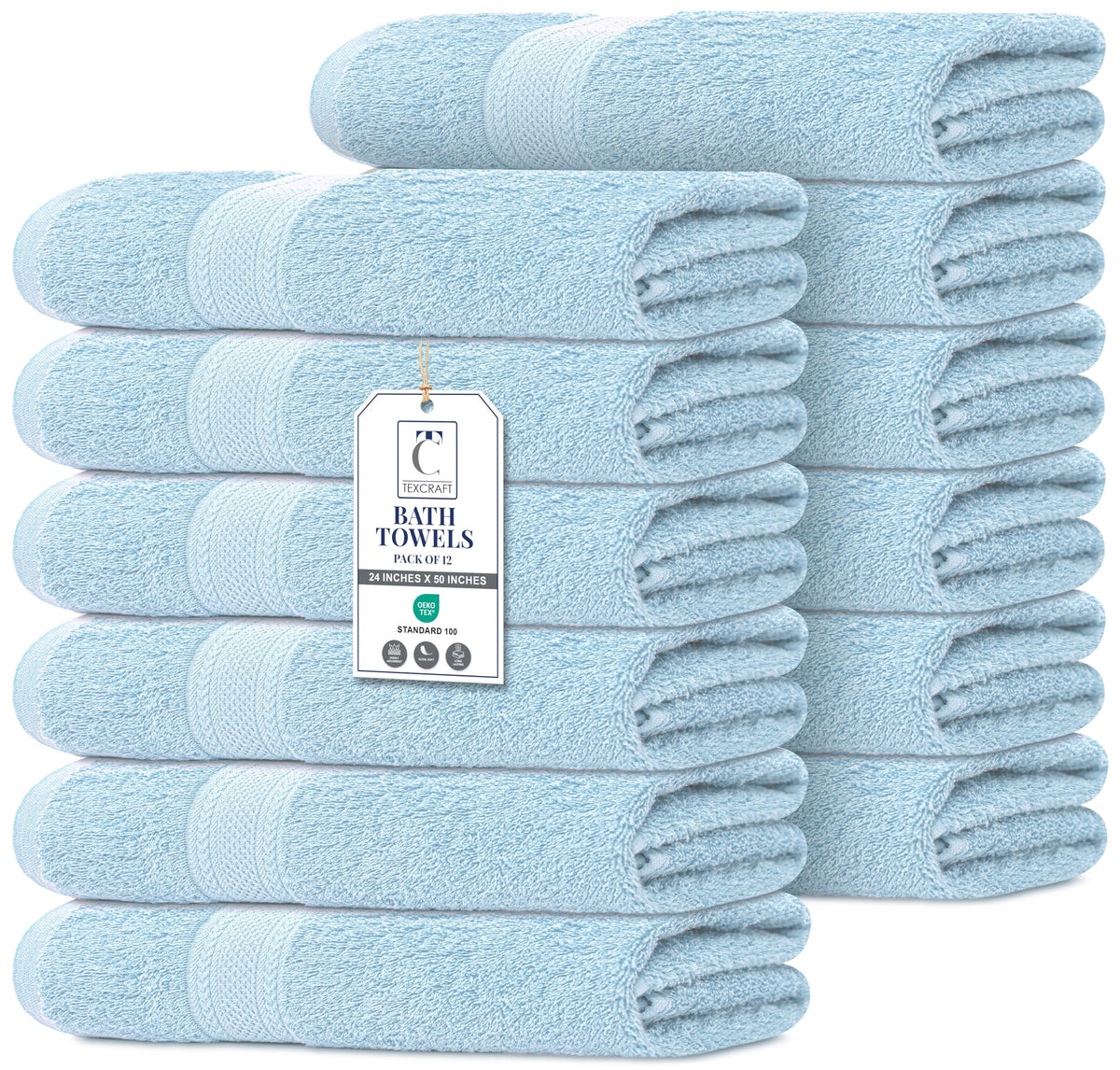 Medium Size Bath Towels Set of 6 – 100% Cotton Terry – 24" x 48" – Quick Dry, Soft & Highly Absorbent – Beige Towels for Bathroom, Gym, Spa, Pool & Daily Use