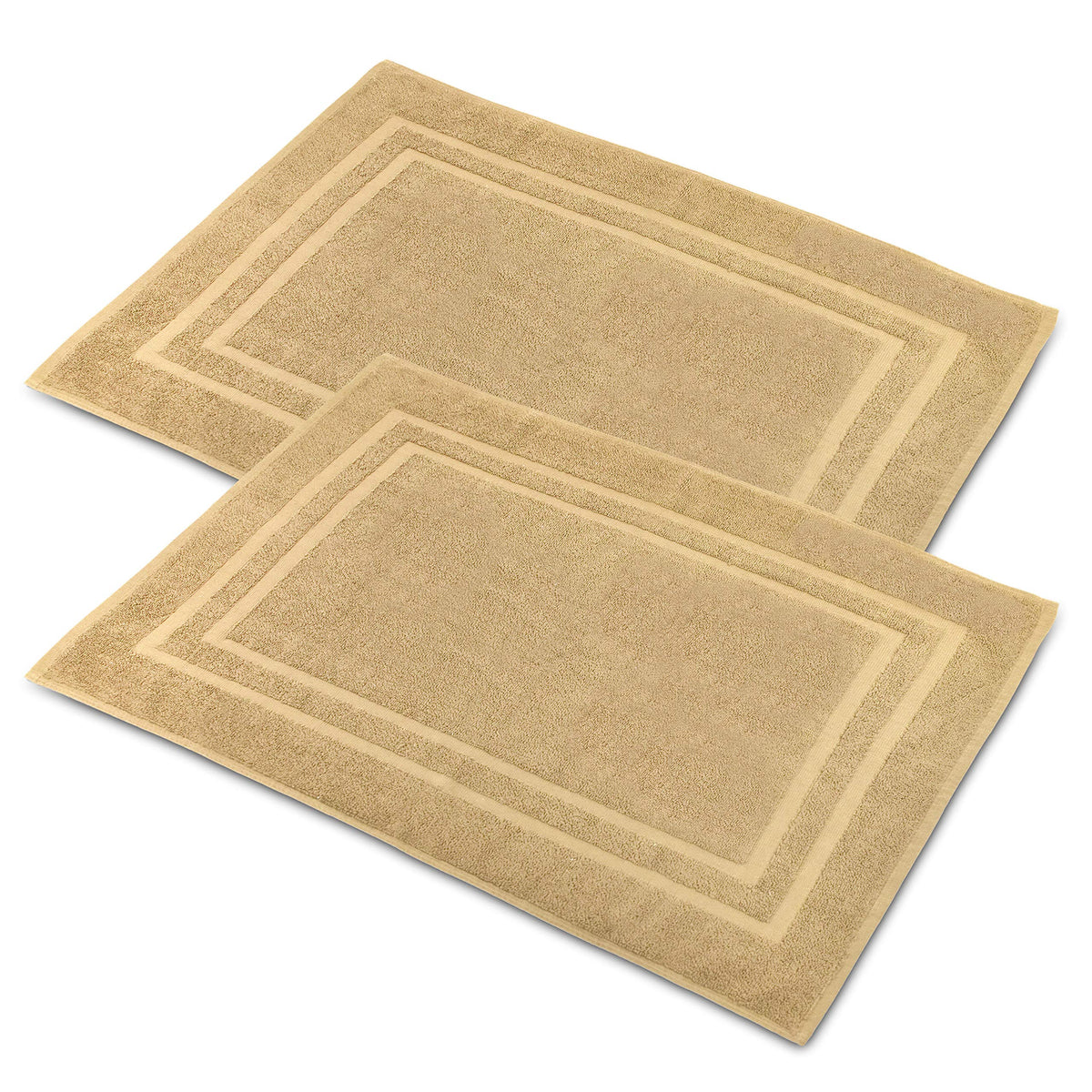 Bath Mat Floor Towel for Bathroom – 22” x 32” Banded Rug - 100% Ring Spun Cotton – Highly Absorbent Machine Washable – 2 Pack White Non Rubber Backing Mats – Shower Spa Hotel
