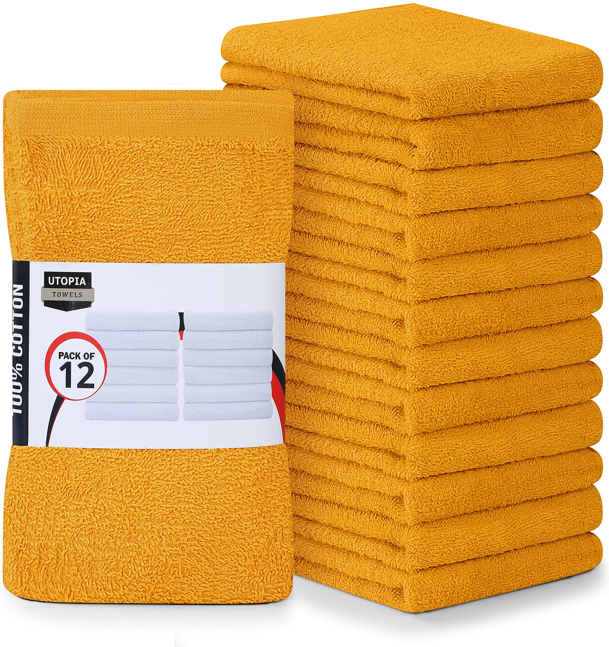 Utopia Towels Kitchen Bar Mops, Pack of 12, 16x19 in, 100% Cotton, Black