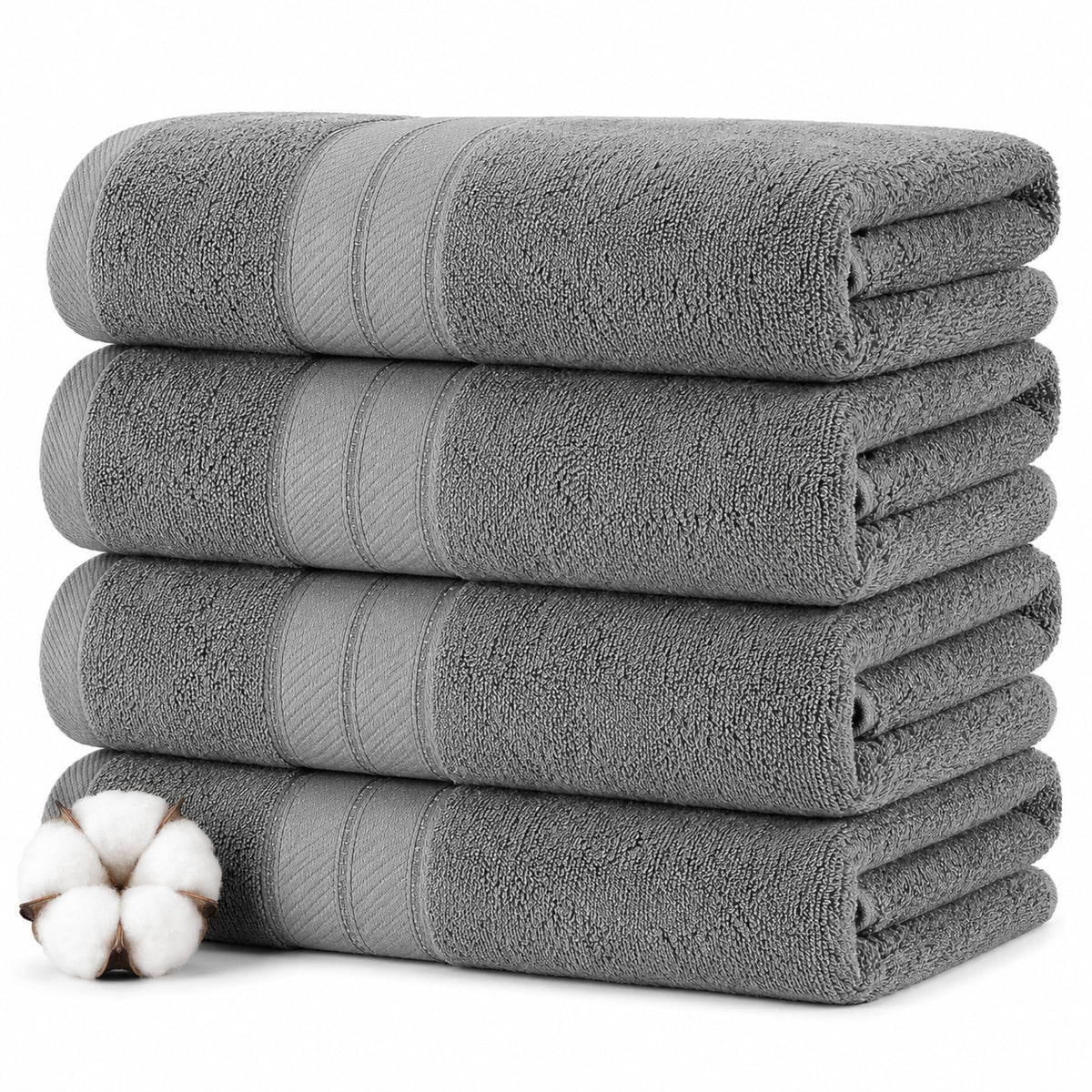 Modern Threads Spun Loft 6 Piece Bath Towel Set – 2 Bath Towels, 2 Hand Towels & 2 Washcloths – 100% Cotton, 600 GSM, Plush, Soft & Absorbent (White)
