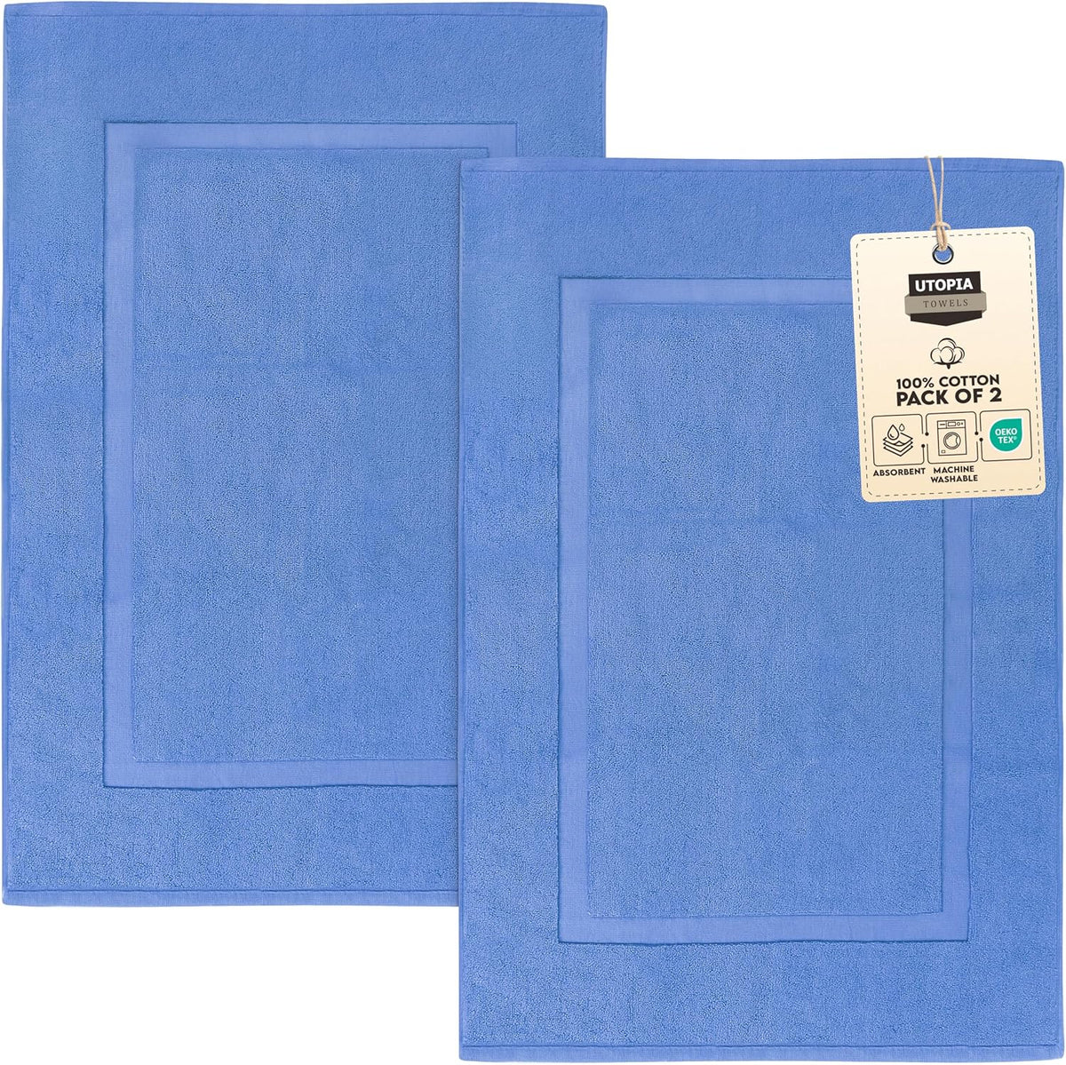 Utopia Towels Cotton Bath Mat, 21x34 in, 2 Pack, White